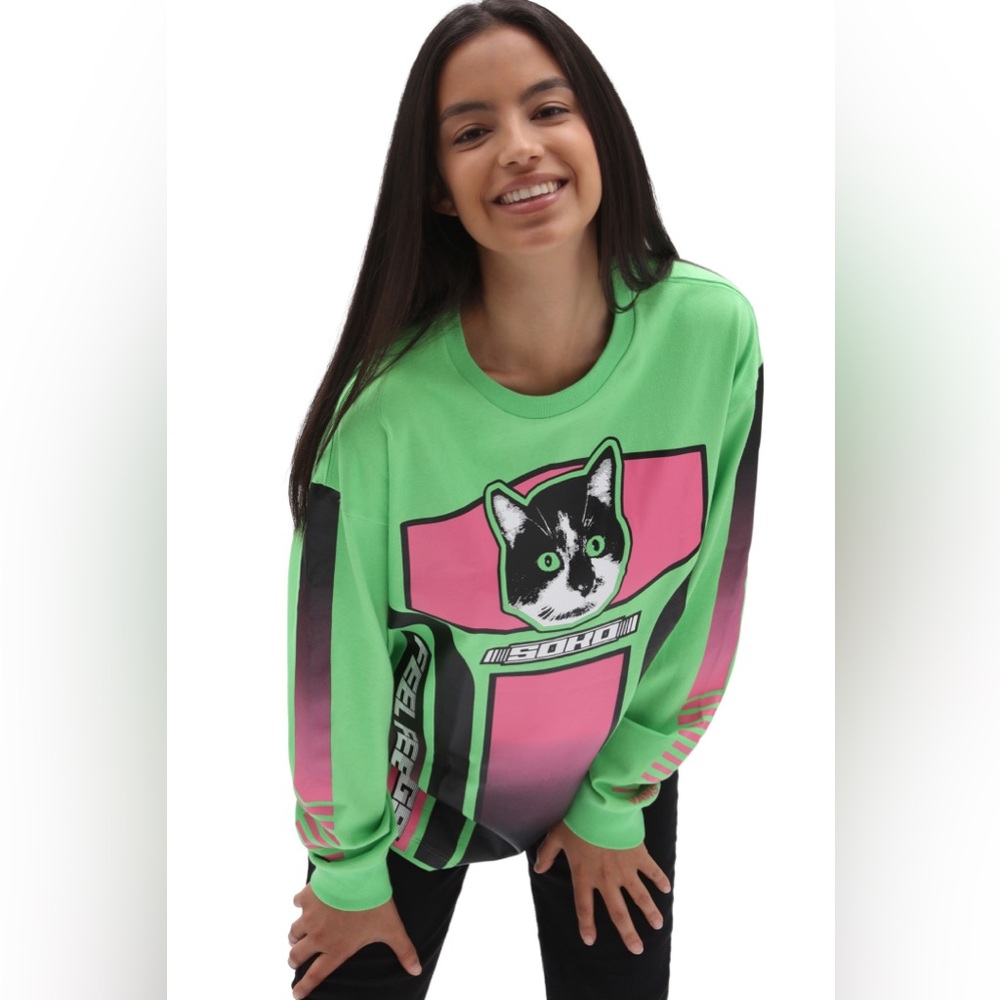 Vans X Sarah Andelman Soko Linski T-shirt Sz M 💚🩷🐱 Never worn